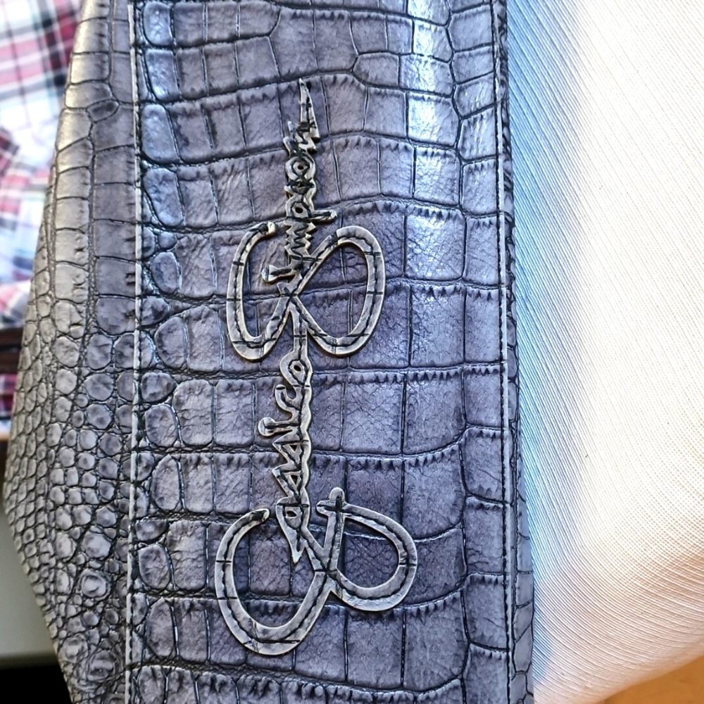 Gorgeous EUC Jessica Simpson croc embossed elephant gray purse